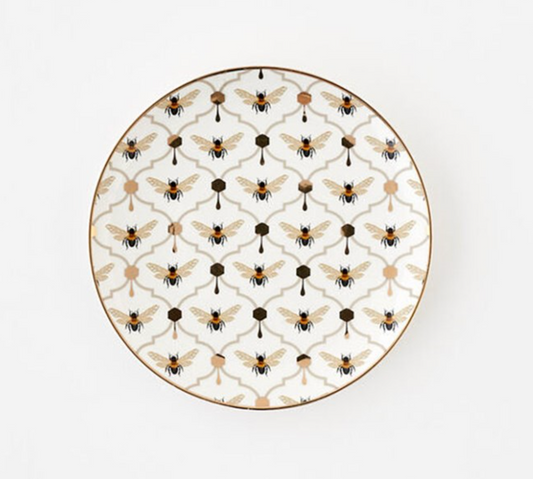 Busy Bees Coupe Plate w/Gold Trim