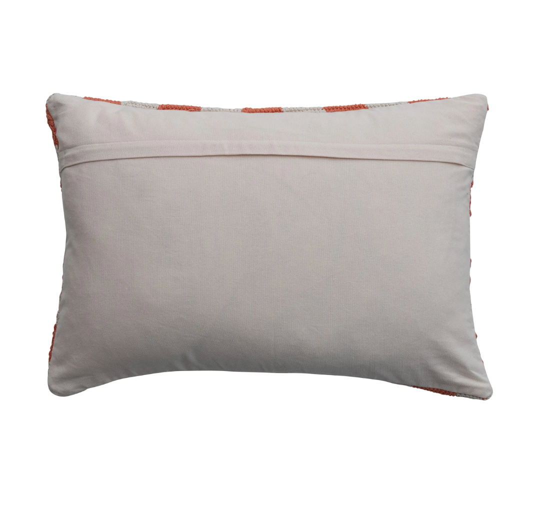 All You Need Is Love Cotton Crocheted Check Lumbar Pillow