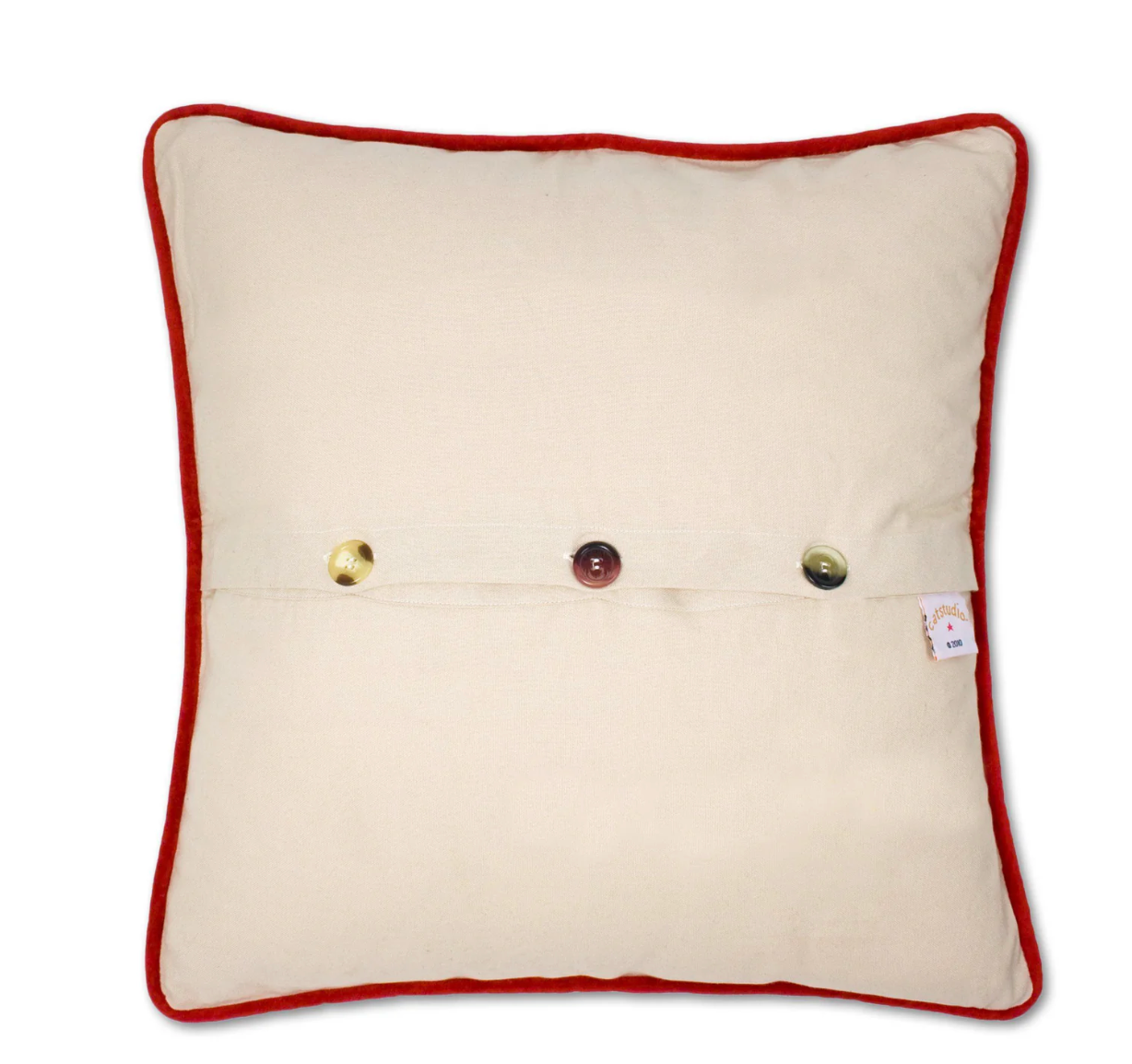 North Pole City Hand-Embroidered Pillow