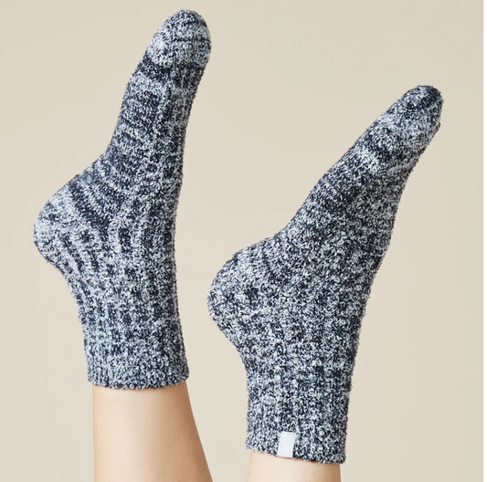 Marshmallow Crew Socks - Black
