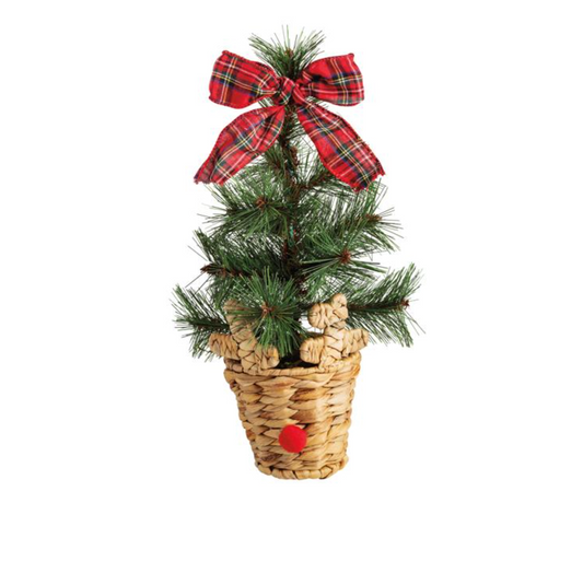 Small Reindeer Basket Fraser Fir Tree