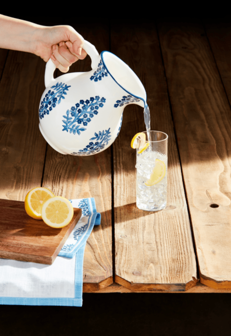 Block Print Pitcher - Veranda Cafe & Mercantile