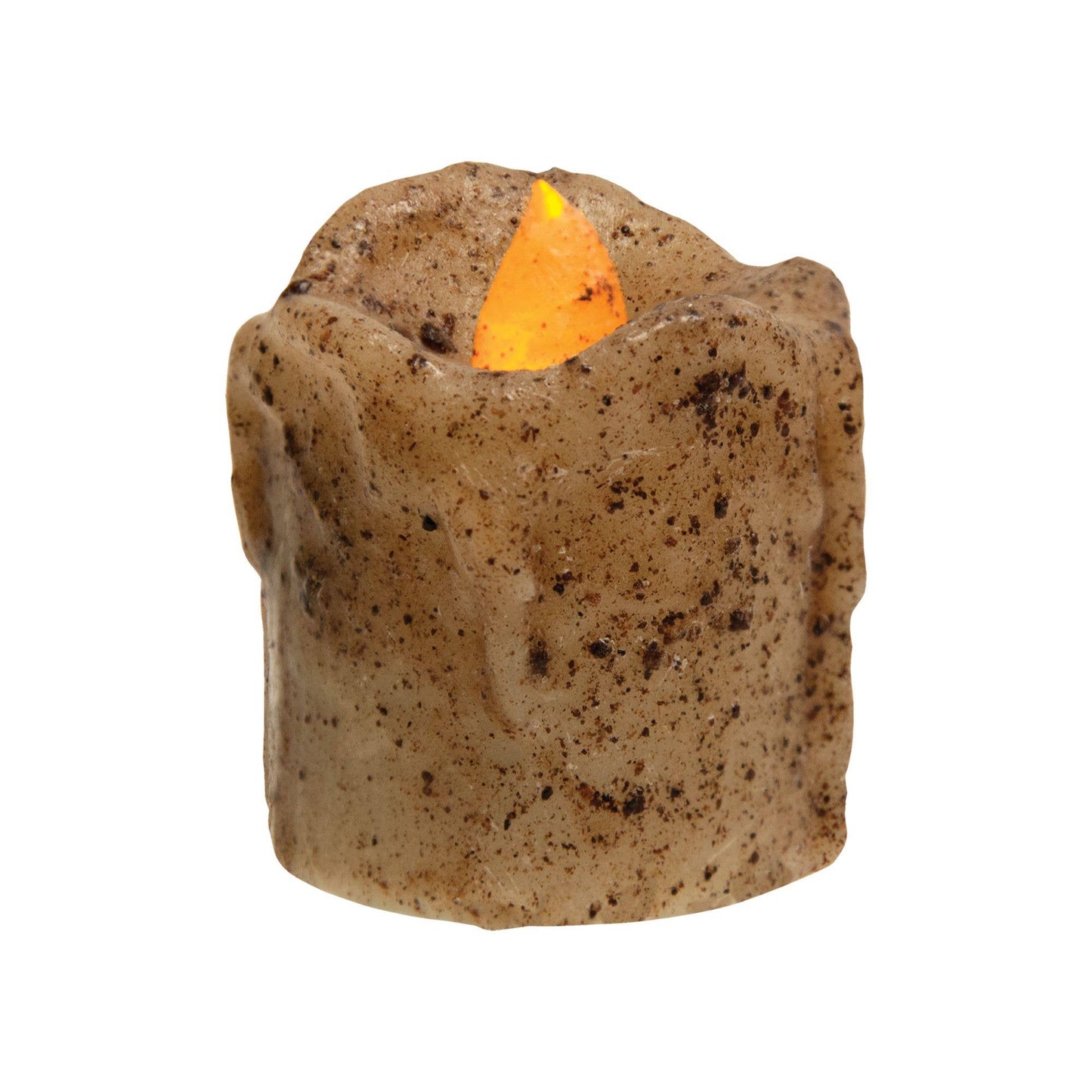 Burnt Ivory Mini Dripped Pillar 1.5 x 1.75" timer - Veranda Cafe & Mercantile