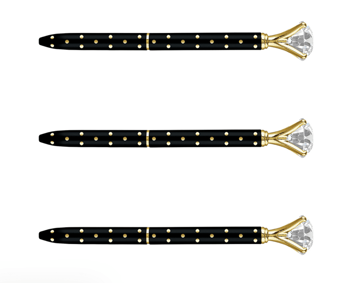 Gem Pen - Black/Metallic Dot - Veranda Cafe & Mercantile