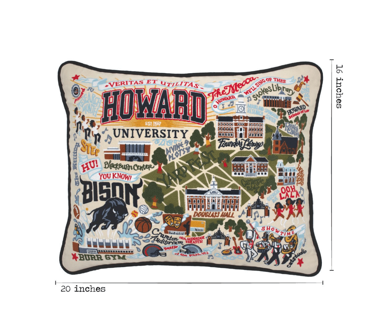 Howard University Embroidered Pillow - Veranda Cafe & Mercantile