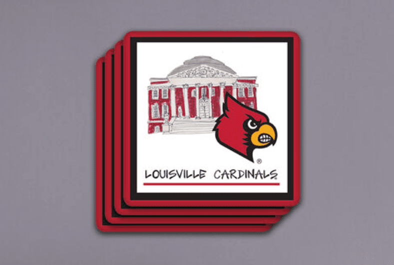 Louisville, University of 4pc Coaster Set - Veranda Cafe & Mercantile