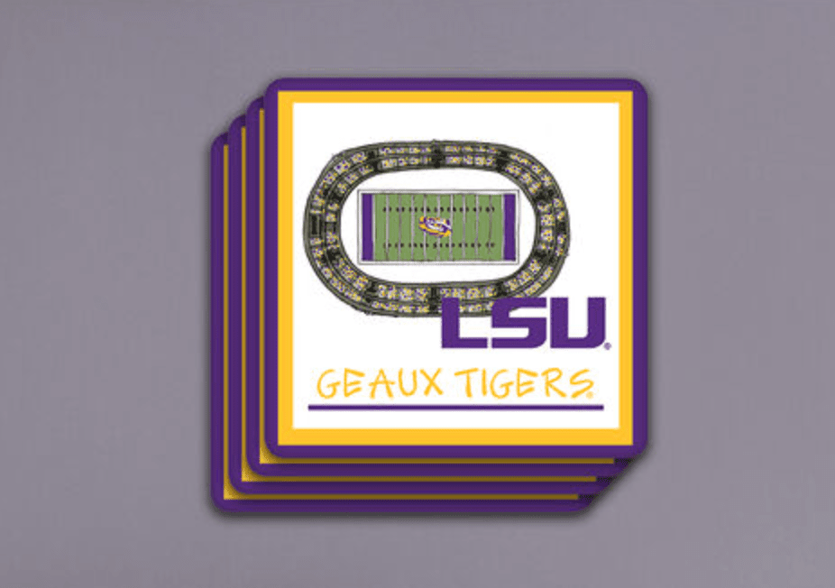 LSU 4pc Coaster Set - Veranda Cafe & Mercantile