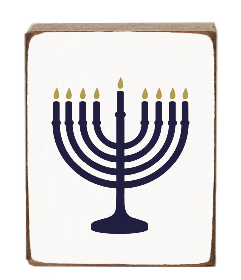 Menorah Decorative Wooden Block - Veranda Cafe & Mercantile