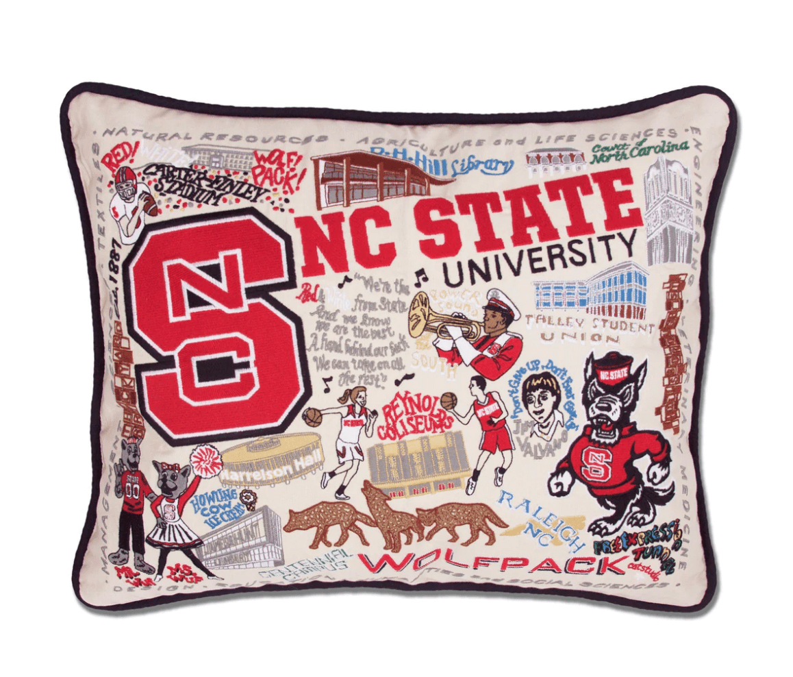 North Carolina State University Embroidered Pillow - Veranda Cafe & Mercantile