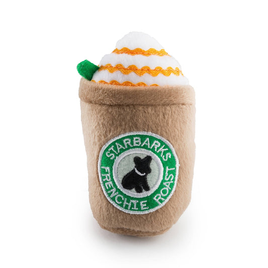 Starbarks Frenchie Roast W/ Straw Squeaker Dog Toy - Veranda Cafe & Mercantile