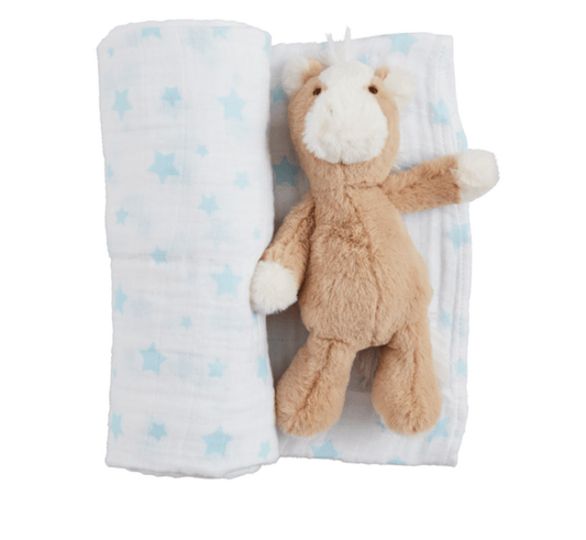 Stars Swaddle and Rattle Set - Veranda Cafe & Mercantile