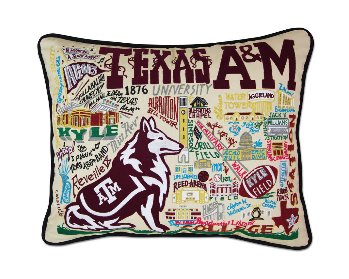 Texas A&M University Embroidered Pillow - Veranda Cafe & Mercantile