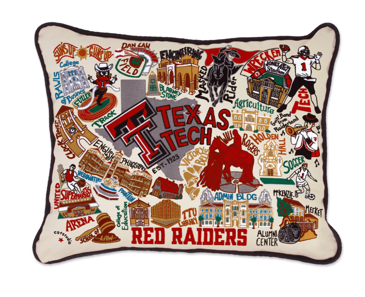 Texas Tech University Embroidered Pillow - Veranda Cafe & Mercantile