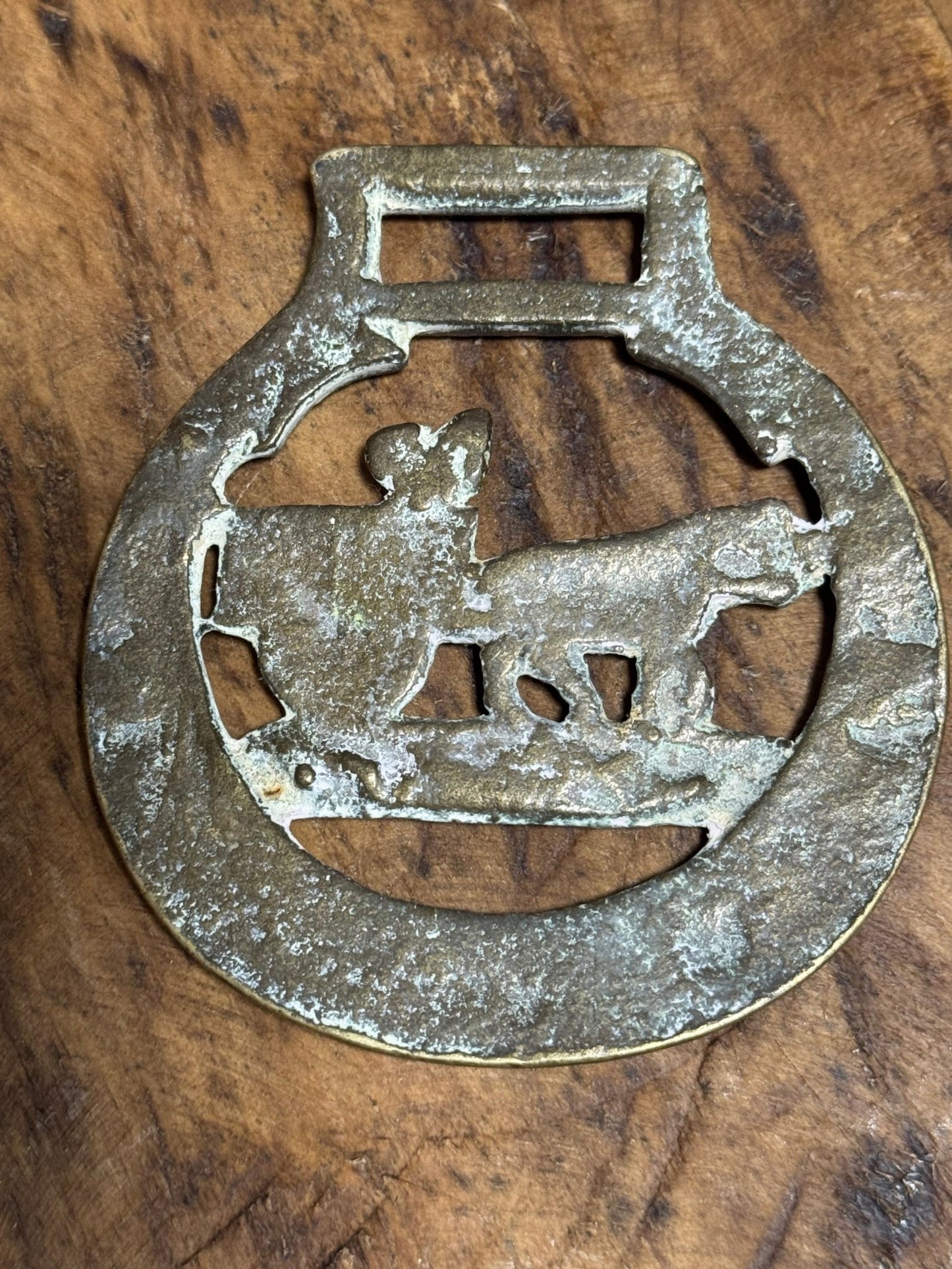 Vintage English Horse Brass Medallion – Horse and Cart Design - Veranda Cafe & Mercantile