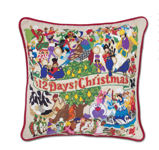 12 Days of Christmas Hand - Embroidered Pillow - Veranda Cafe & Mercantile