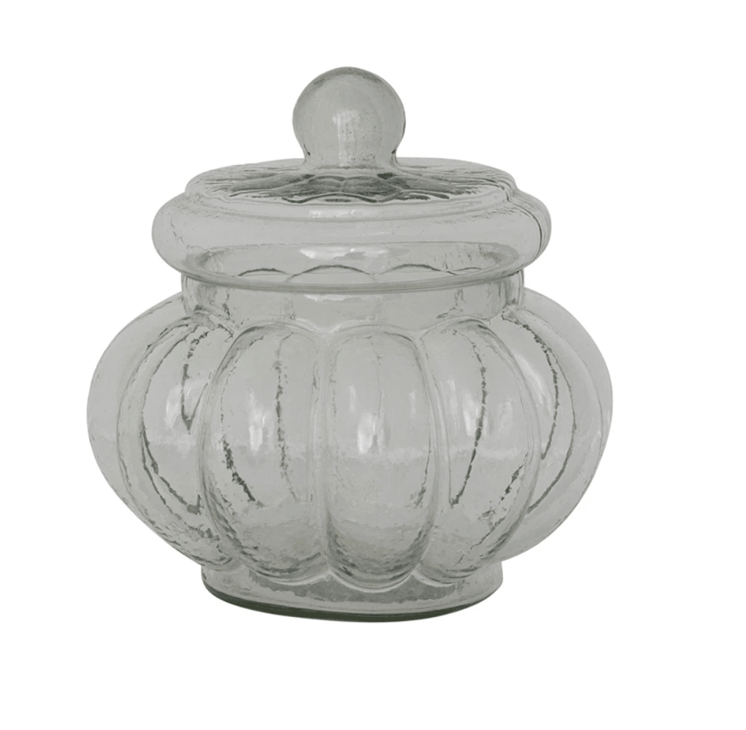 3 Cup Ribbed Glass Jar with Lid - Veranda Cafe & Mercantile
