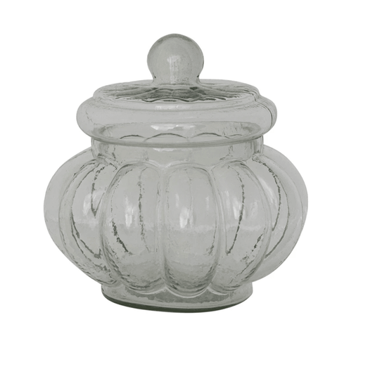 3 Cup Ribbed Glass Jar with Lid - Veranda Cafe & Mercantile