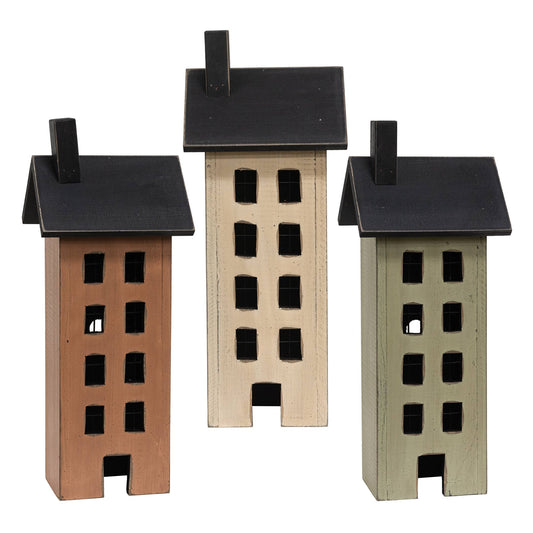 Distressed Wooden Primitive Saltbox House - 17.5"H