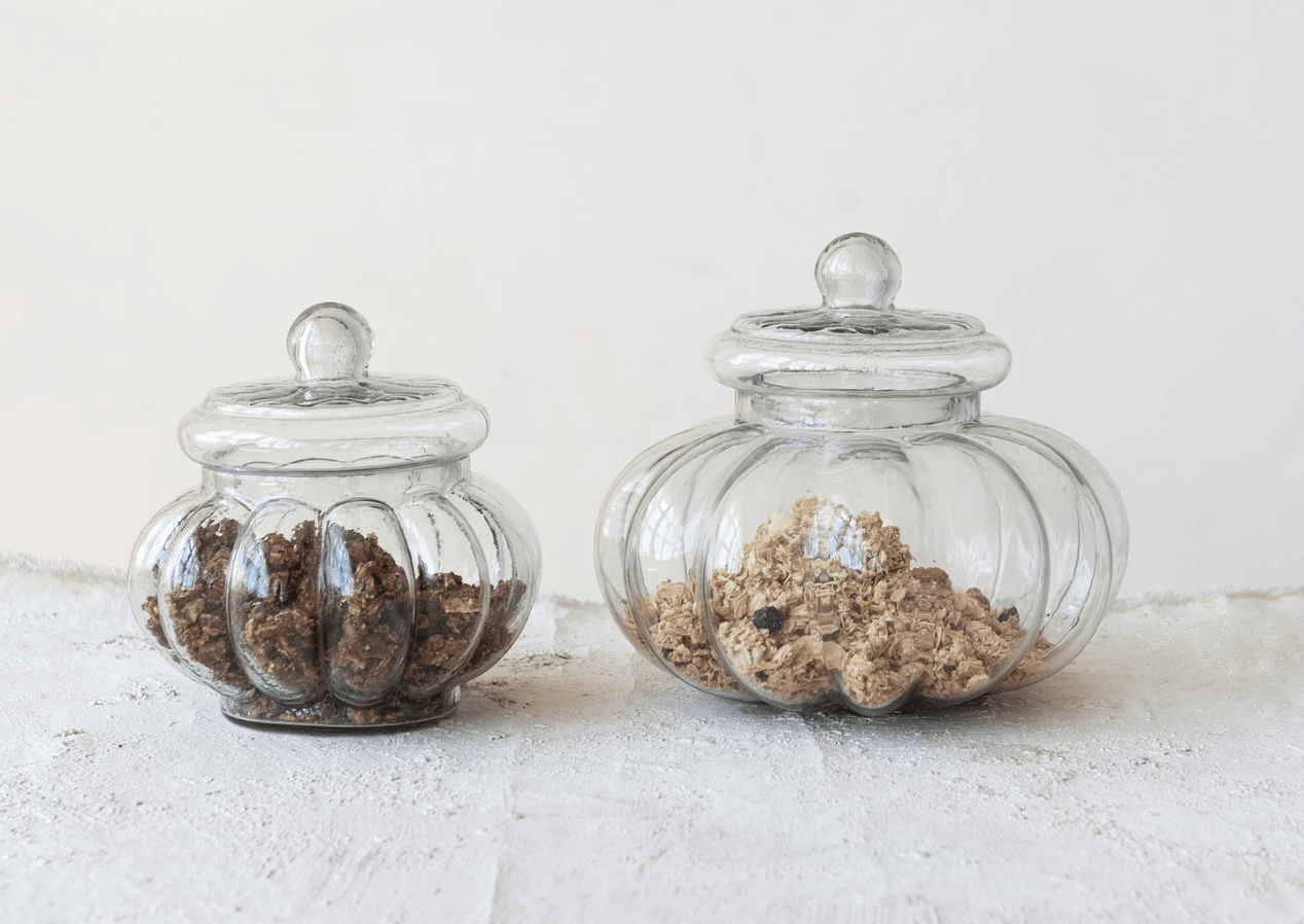 6 Cup Ribbed Glass Jar with Lid - Veranda Cafe & Mercantile