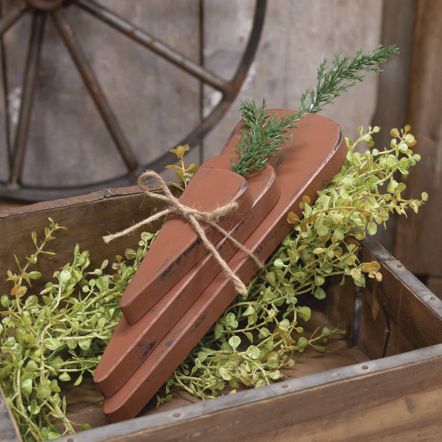 3/Set, Chunky Wooden Carrot Bundle Rust