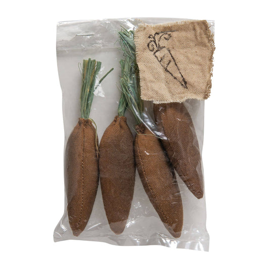 4/Set, Mini Stuffed Primitive Fabric Carrots