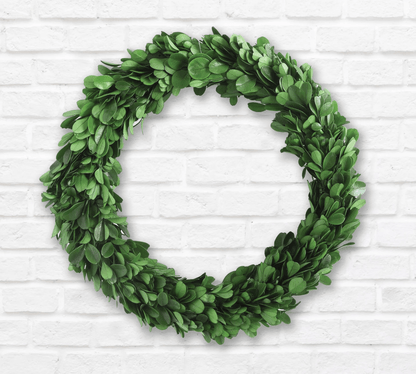 9 - 3/4" Round Preserved Boxwood Wreath - Veranda Cafe & Mercantile