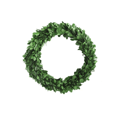 9 - 3/4" Round Preserved Boxwood Wreath - Veranda Cafe & Mercantile