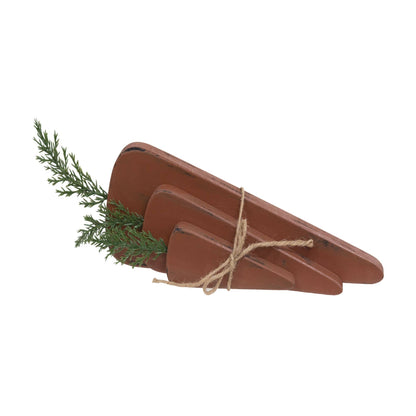 3/Set, Chunky Wooden Carrot Bundle Rust