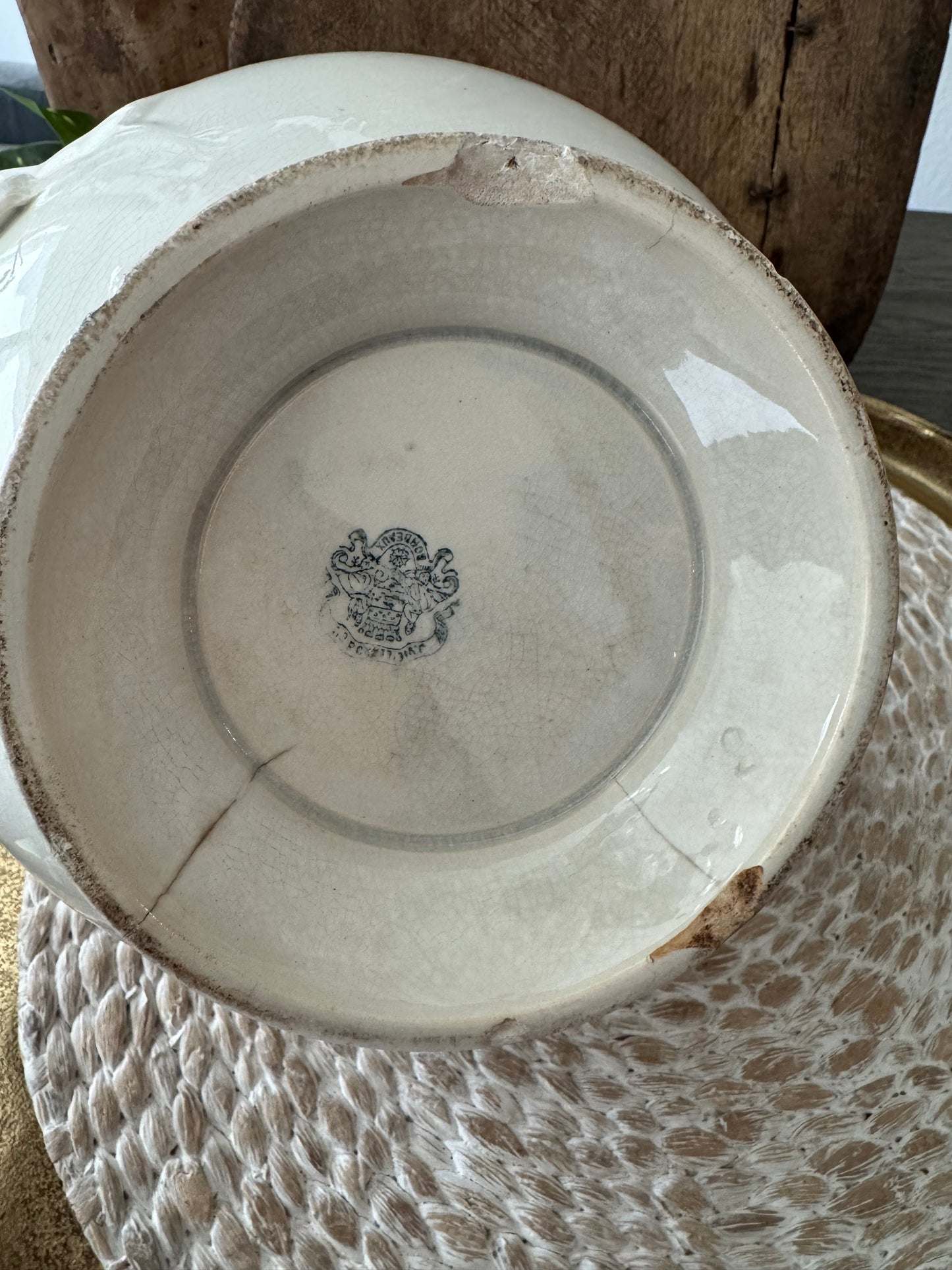 Jules Vieillard White Tureen with Ribbon Handles