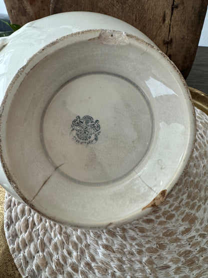 Jules Vieillard White Tureen with Ribbon Handles