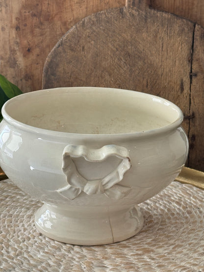 Jules Vieillard White Tureen with Ribbon Handles
