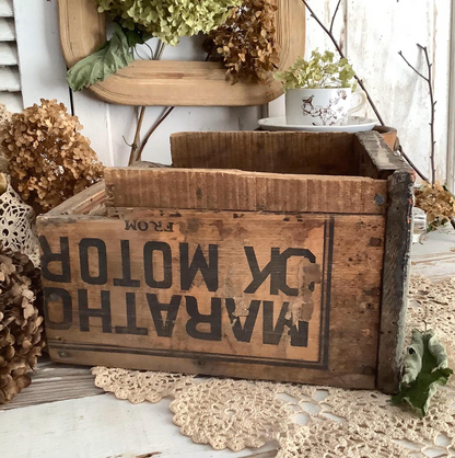 Vintage Black Advertising Wood Crate Drawer