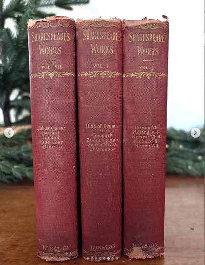 Set of 3 Antique Shakespeare Books