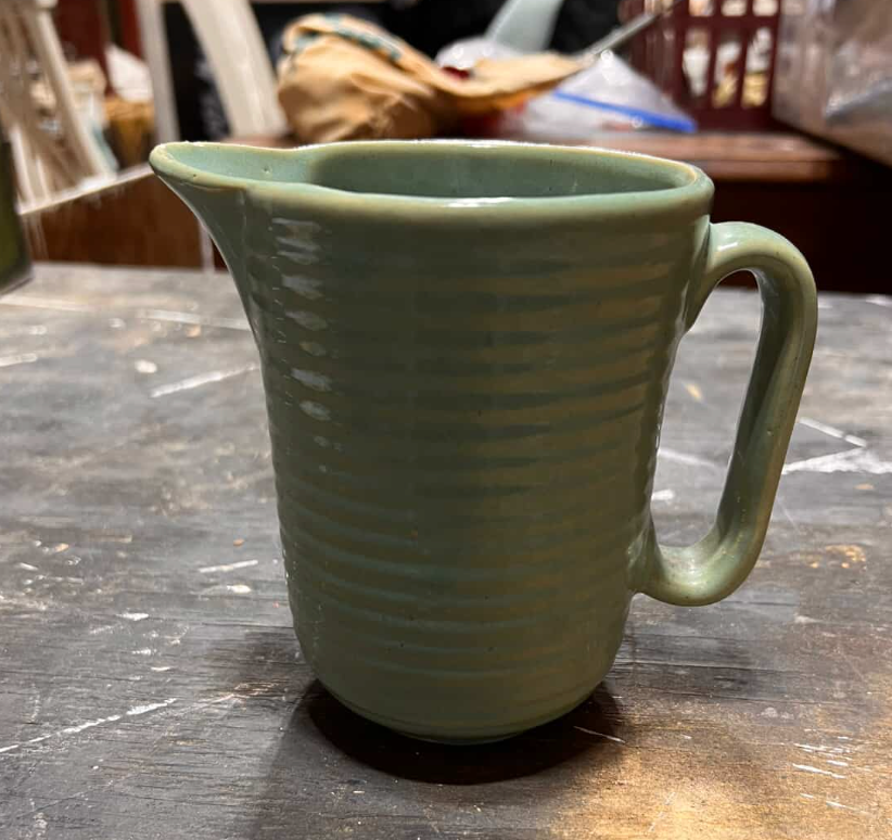 Green USA ribbed pitcher