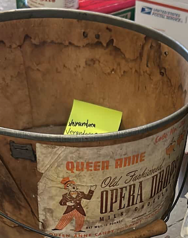 Vintage Queen Anne Chocolate Drops Candy Container Bucket