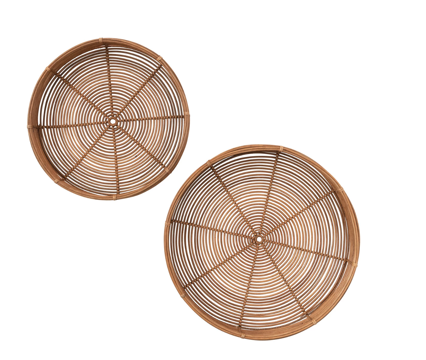Hand-Woven Rattan Trays - Set of 2