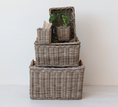 Hand-Woven Rattan Trunk w/ Handles