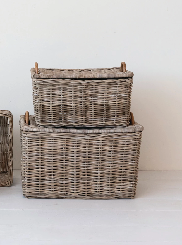 Hand-Woven Rattan Trunk w/ Handles