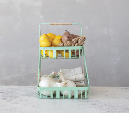 Decorative Metal 2-Tier Tray