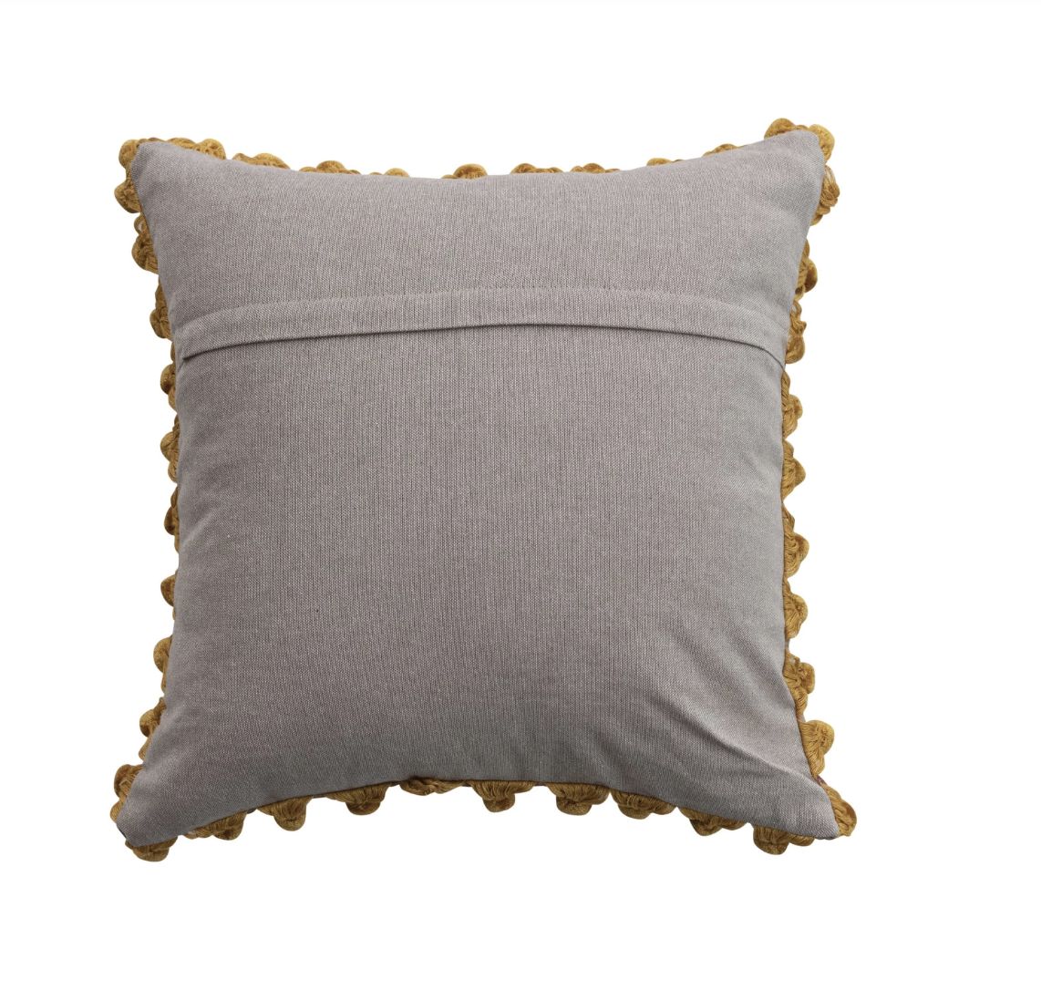 Velvet Printed Pillow w/ Hand-Embroidered Kantha Stitch