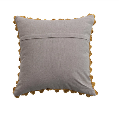 Velvet Printed Pillow w/ Hand-Embroidered Kantha Stitch