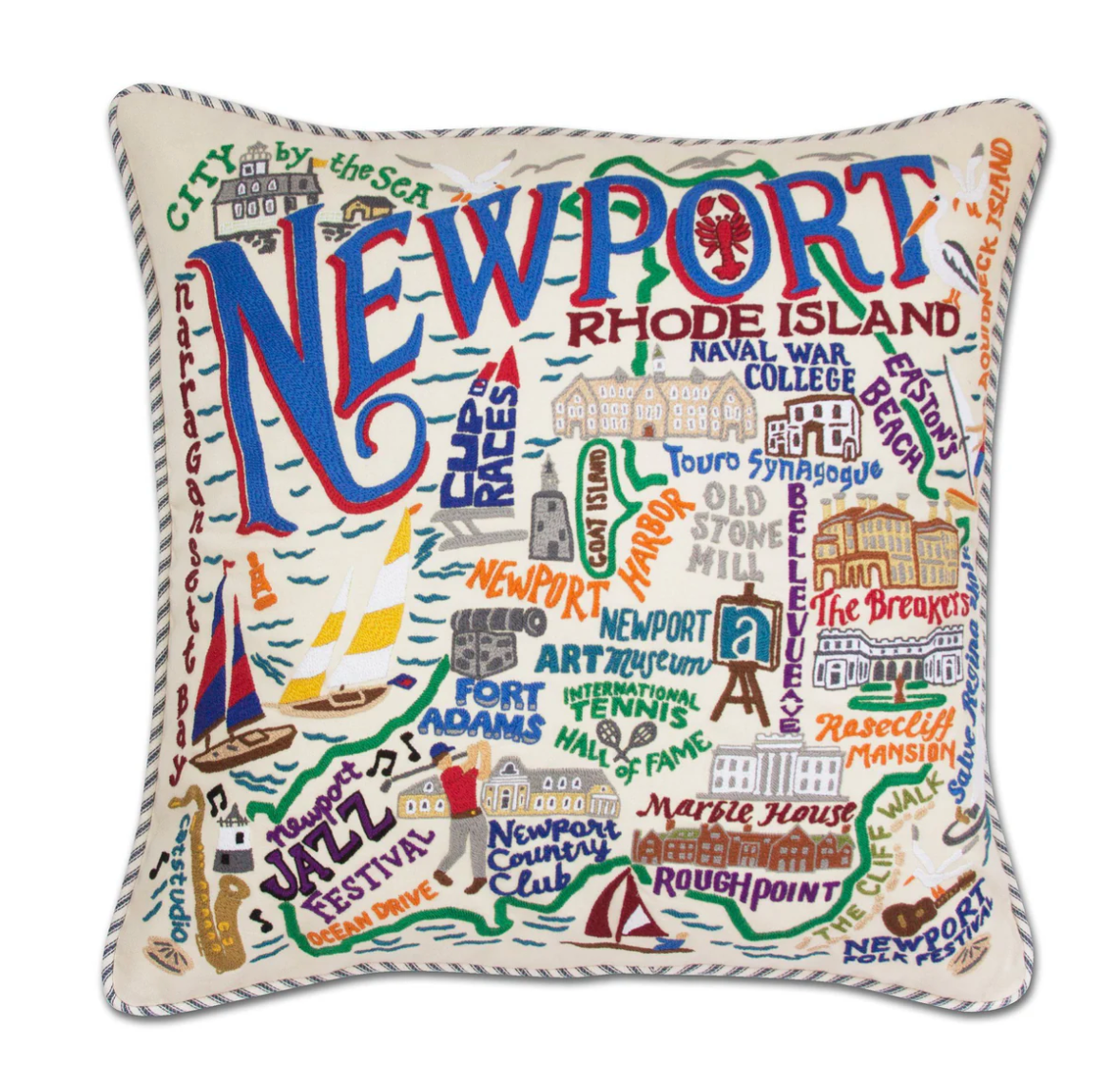 Newport Hand-Embroidered Pillow