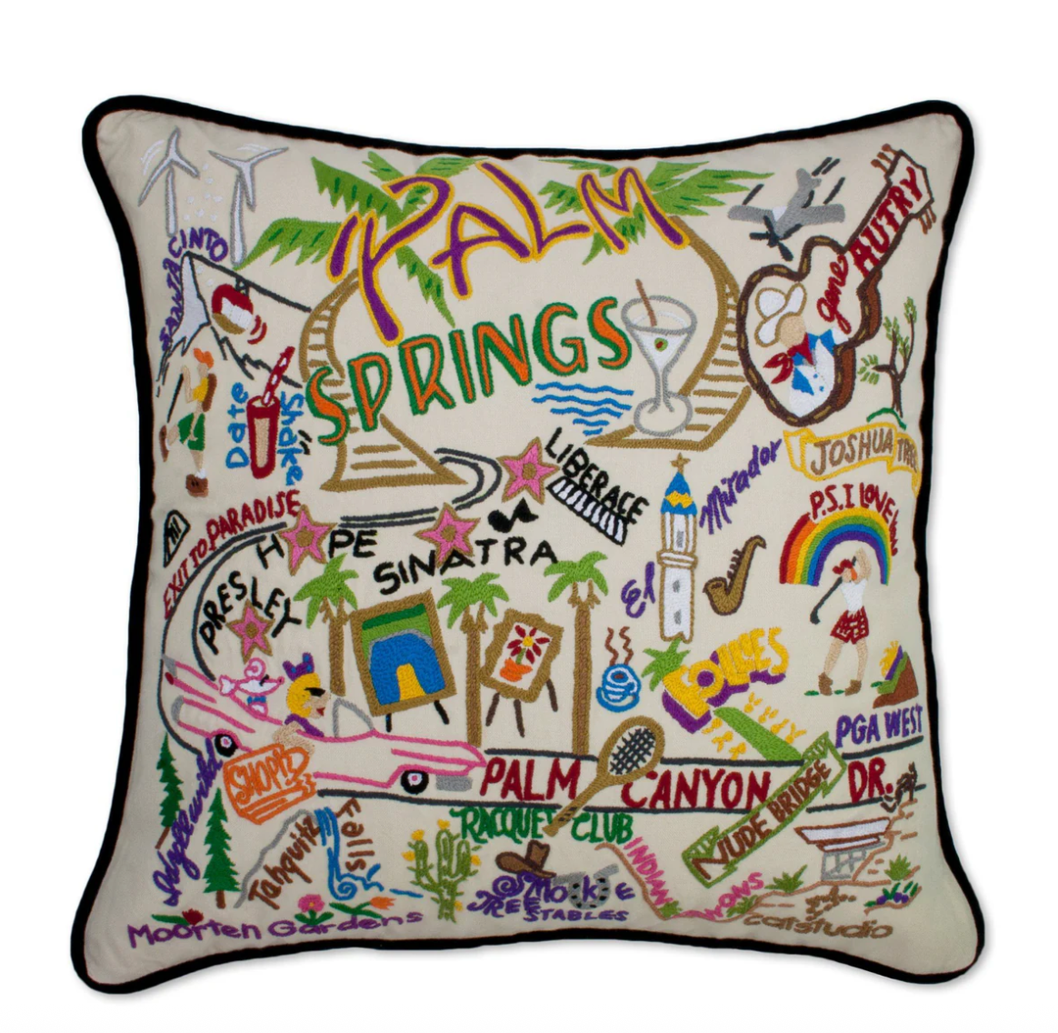 Palm Springs Hand-Embroidered Pillow