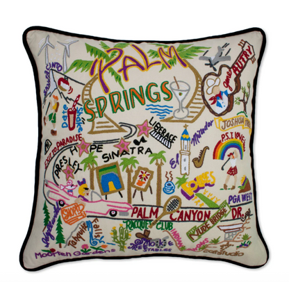 Palm Springs Hand-Embroidered Pillow