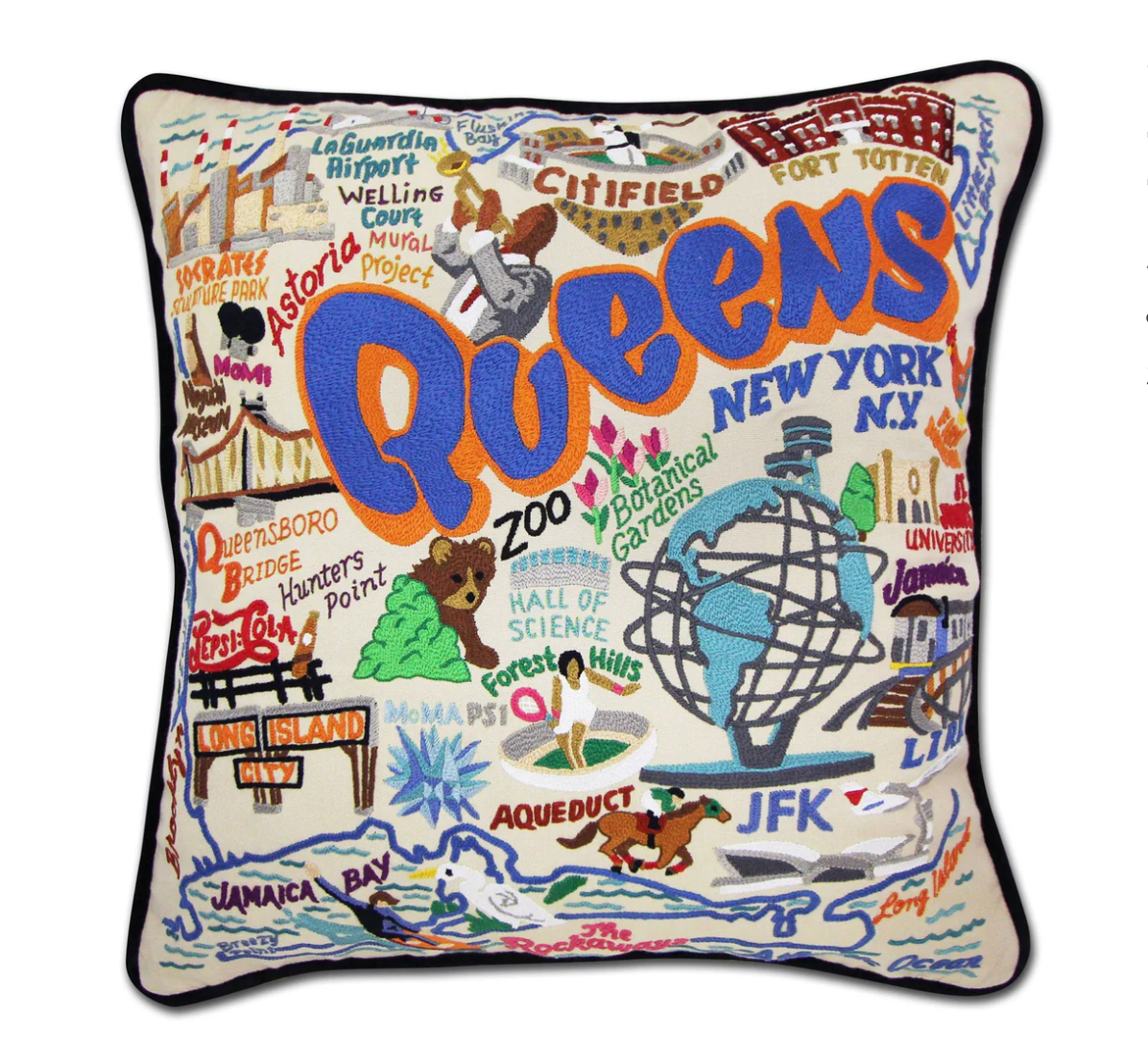 Queens Hand-Embroidered Pillow