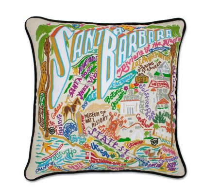Santa Barbara Hand-Embroidered Pillow