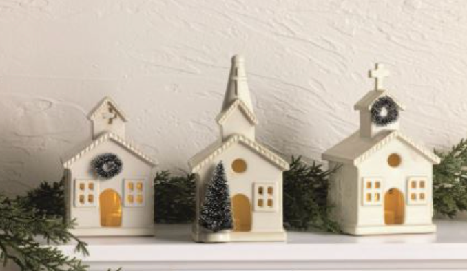 Large Ceramic Church Sitter