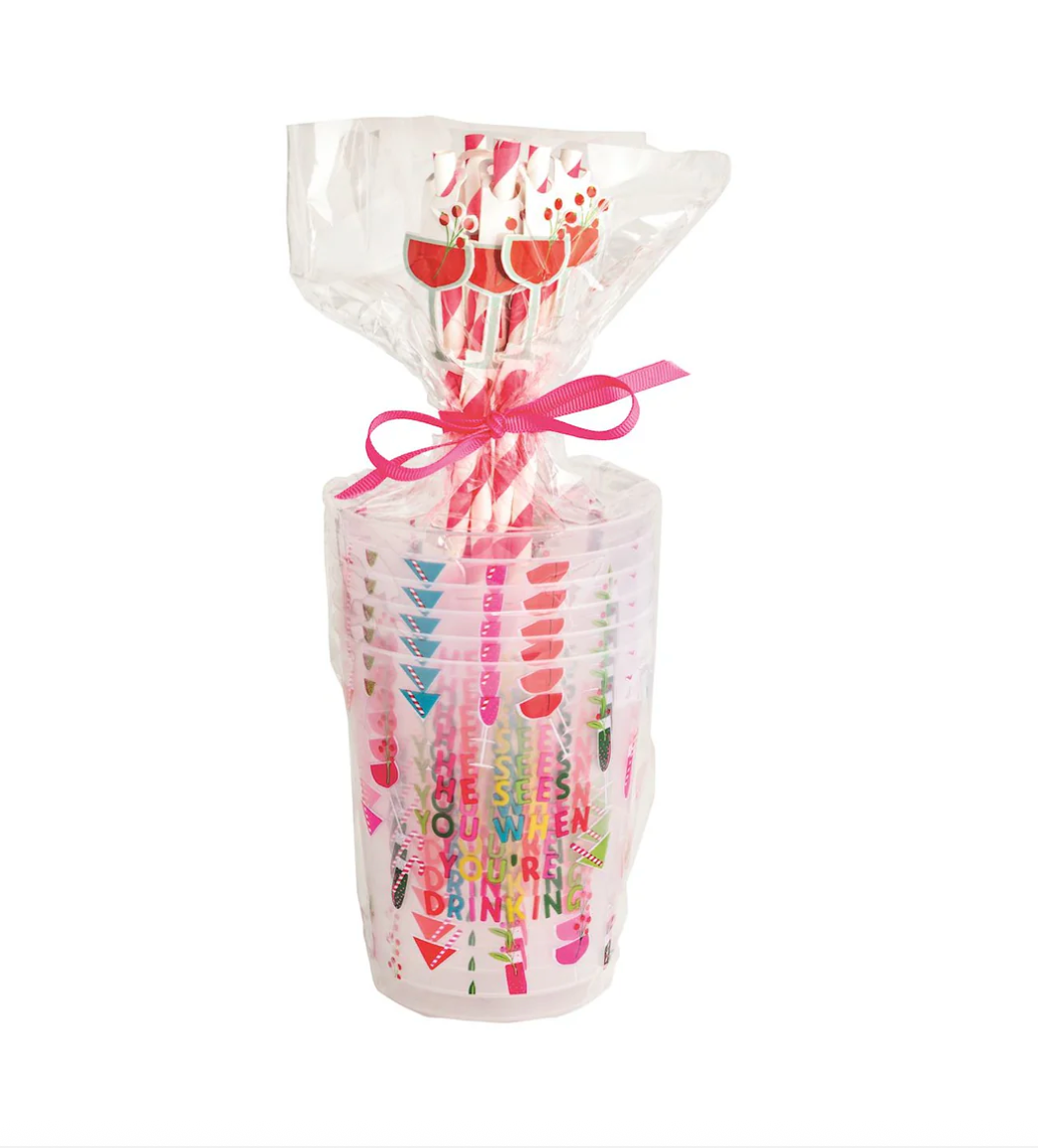 Pink Holiday Party Cup Set
