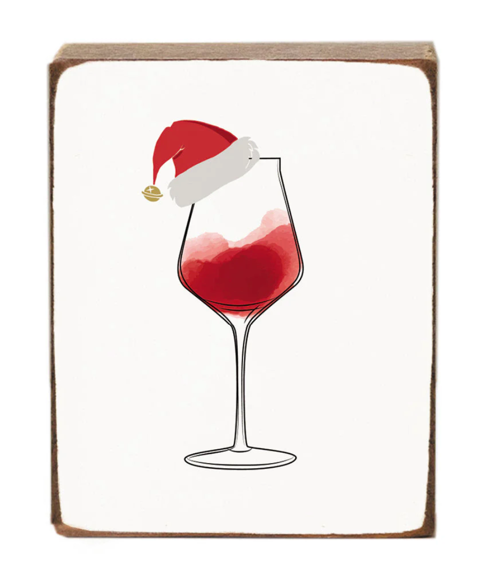 Santa Wine Decorative Wooden Block