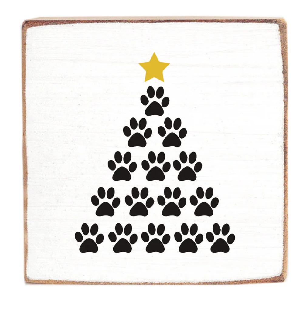 Paw Print Tree Decorative Wooden Block